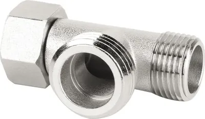 Produktbild von 3-Wege T-Stück Verteiler (2 Stück), T-Stück 3/8 Zoll Abzweigverteiler für Eckventile, reines Kupfer, vernickelte Oberfläche, Toiletten T-förmiger Anschluss