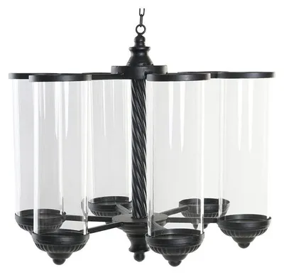 Teelichthouder, schwarz, Metall/Glas, 53x53x52 cm