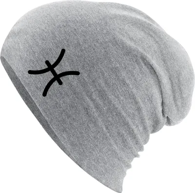 Produktbild von Huuraa Beanie Fische Sternzeichen Zeichen Heather Grey One Size Baumwolle und Elasthan Mütze Geschenkidee