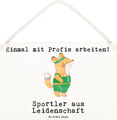 Produktbild von Mr. & Mrs. Panda Schild Sportler Leidenschaft DIN A6 - Weiß - Geschenk, Holzschild, kleine aufmerksamkeit, Türschild, holzbild, Wandbild Holz