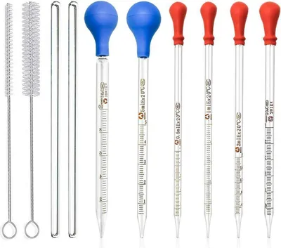 Zdjęcie produktu dla Pipety szklane 6 sztuk Pipety pomiarowe z żelem krzemionkowym Kroplomierze laboratoryjne