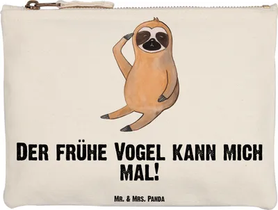 Produktbild von Mr. & Mrs. Panda Federmappe Faultier Vogel Grösse XL Große - Weiß - Geschenk, Kulturbeutel, Pouch, Kosmetiktasche, Faultiere, Mäppchen, Morgenmuffel, Spinner, Etui