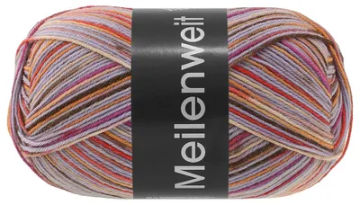 Produktbild von Lana Grossa MEILENWEIT 100 g FORESTA Sockenwolle mit harmonischen Farbverläufen Farbe 5321 - Graulila/Fuchsia/Beige/Dunkelbraun/Lachsorange/Rot