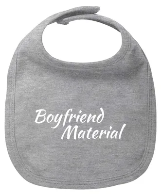 Produktbild von Huuraa Baby Lätzchen Boyfriend Material Schriftzug Heather Grey Klettverschluss  Baumwolle Latz Geschenkidee