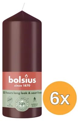 Productafbeelding van 6x Bolsius Stompkaars 150/58 Velvet Red (1 stuk)