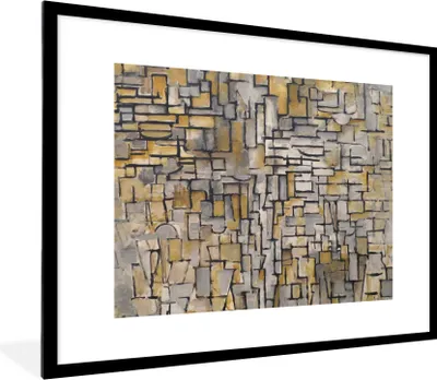 Produktbild von MuchoWow® Gerahmtes Poster Mondrian - Kunst - Alte Meister 80x60 cm - Poster mit Schwarzem Bilderrahmen Wandposter Rahmen Foto Bilder - Schlafzimmer-Dekorationen - Fotoposter