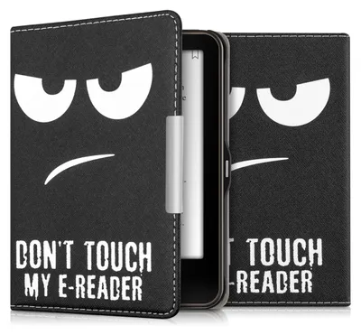 Produktbild von kwmobile Schutzhülle für Tolino Vision 1 / 2 / 3 / 4 HD Hülle - eReader Flip Case mit Auto Sleep Funktion - Don't touch my E-Reader mit Weiß Schwarz