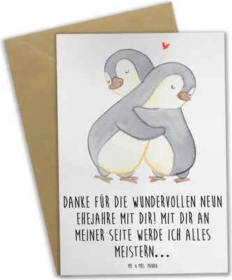 Produktbild von Mr. & Mrs. Panda babykarte 9. Hochzeitstag Keramikhochzeit - Weiß - Geschenk, Geschenke, dankeskarten, Jubiläum, Heirat, Jubiläumsfeier, einladungskarten, Grußkarten