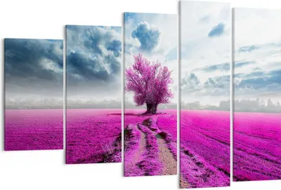 Produktbild von Bild auf Leinwand - Leinwandbild - Heidefeld Baum Wolken Landschaft - 150x100cm - Wand Bild - Wanddeko - Leinwanddruck - Bilder - Kunstdruck - Leinwand bilder - Wandkunst - EG150x100-2547