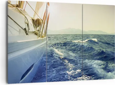 Produktbild von Bild auf Leinwand - Leinwandbild - 3 Teile - Yacht Segelboot Sonne - 165x110cm - Wand Bild - Wanddeko - Wandbilder - Leinwanddruck - Bilder - Wanddekoration - Leinwand bilder - CE165x110-4138