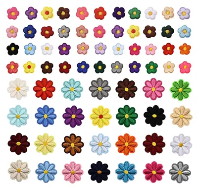 72 Blumen-Stickaufnäher, DIY Dekoration, Reparatur für Jeans, Hüte, Rucksäcke
