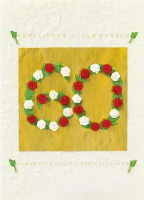 Produktbild von Jubiläumskarte "60 - Herzlichen Glückwunsch" mit Blumen