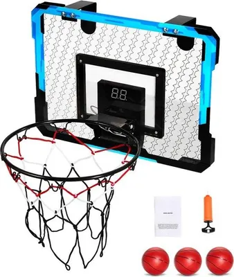 Produktbild von Kinder-Basketballkorb – Mini-Basketballkorb mit elektronischer Anzeigetafel, Basketballkorb für die Tür mit Anzeigetafel und Musik, LED-Beleuchtung, geeignet für Kinder ab 3 Jahren