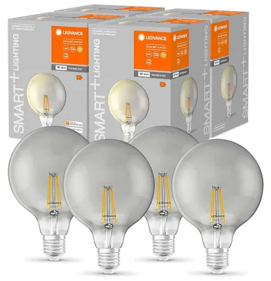 Produktbild von 4 x Ledvance LED Smart+ Filament G125 Globe 6W = 44W E27 Rauchglas 540lm Extra Warmweiß 2500K DIMMBAR App Google Alexa WiFi