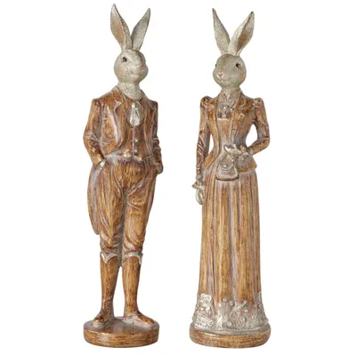Produktbild von Deko Hasenfigur Lunaro Hasenpaar elegant 2er Set