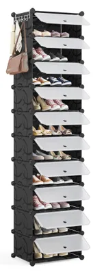 Schuhregal modulare Kunststoffbox mit Tür, 20 Paare, schwarz