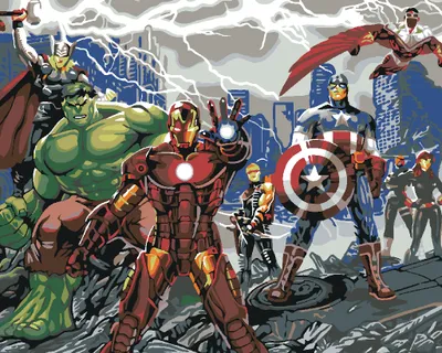 Produktbild von Zuty - Malen nach Zahlen - AVENGERS HELDEN, 40x50 cm, ohne Keilrahmen