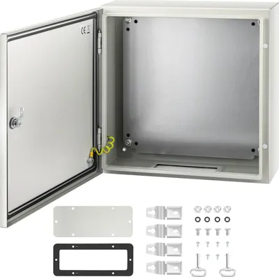 Productafbeelding van NEMA stalen behuizing, 20 x 20 x 15 cm (6 inch), NEMA 4X stalen elektrische doos, IP66: waterdicht en stofbestendig, elektrische aansluitdoos voor binnen- en buitengebruik, met montageplaat