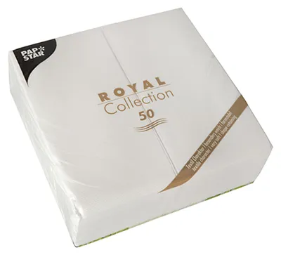 Obrázek produktu pro Papstar Servietten ROYAL Collection weiß 40x40cm 50 Stück
