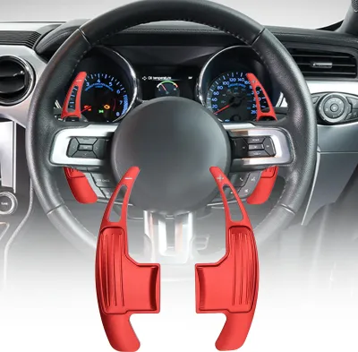 Immagine prodotto di 1 coppia di cambio a palette in lega di alluminio di ricambio per Ford Mustang V6 EcoBoost GT Shelby 2015-2022 Rosso