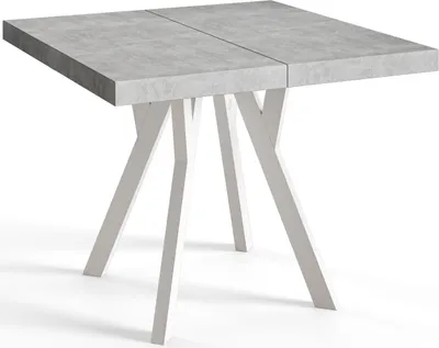 Obrázok produktu pre Štvorcový jedálenský stôl RICO, rozkladací stôl, rozmery: 90-190X90X77 cm, farba obývačkového stola: grafitová, s drevenými nohami v bielej farbe