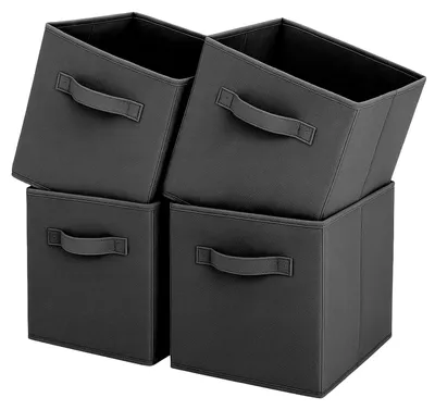 Produktbild von Faltbare Aufbewahrungsboxen aus Stoff mit Griffen, 4er-Set, 33 x 33 x 33 cm, für Zuhause, Kinderzimmer, Kleiderschrank und Spielzeugaufbewahrung
