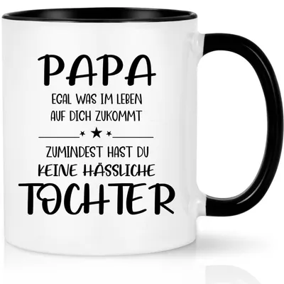 Produktbild von Kaffeetasse Papa Geschenk von Tochter 320ml Schwarz Keramik