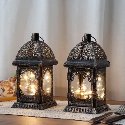 Immagine prodotto di Solidchoice - Set di 2 lanterne decorative - Altezza 20 cm - Metallo nero
