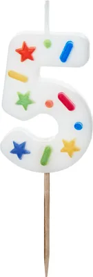 Obrázok produktu pre narodeninová čiapočka Číslica 5 biele konfety 5,5 cm 40137