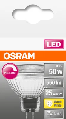 Produktbild von Osram SUPERSTAR, 8 W, 50 W, GU5.3, 621 lm, 25000 h, Warmweiß