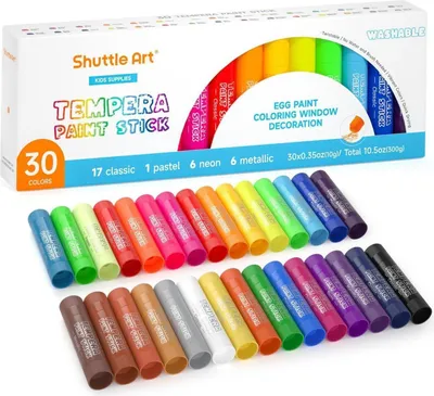Produktbild von Kinder Tempera Malstifte Set 30 Farben, schnell trocknend, abwaschbar, für Papier, Holz, Glas geeignet