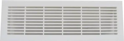 A white rectangular ventilation grille with horizontal slats.