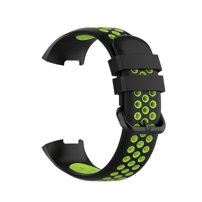 Produktbild von Für Fitbit Charge 3 + 4 Silikon Armband  weiches Ersatzarmband für Sport / Fitness geeignet atmungsaktiv Größe L SCHWARZ-GELB