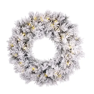 Produktbild von Black Box Trees Dinsmore Weihnachtskranz mit LED-Beleuchtung - Ø60 cm - Grün Frosted