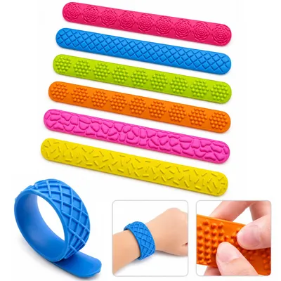 Produktbild von 6pcs Snap Armband aus Silikon, Fidget Armband für Kinder, sensorisches Anti Stress Spielzeug, Pop Schnapparmband zur Entspannung,als Geschenk