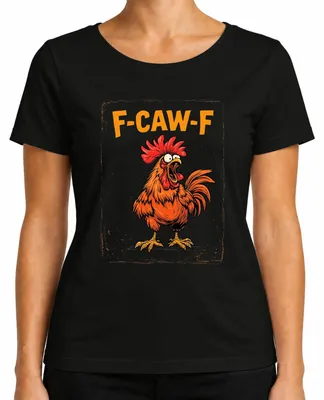Produktbild von F-CAW-F Lustiger Hahn Gockel Bauernhof Spruch Vintage Retro Meme Damen T-Shirt, Schwarz, S