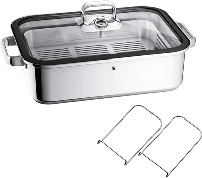 Zdjęcie produktu dla WMF Vitalis Aroma parowar/piekarnik 6,5l, 41 x 27 x 10 cm, szklana pokrywa z silikonową obręczą, termometr do gotowania, taca do gotowania, stal nierdzewna Cromargan, indukcja