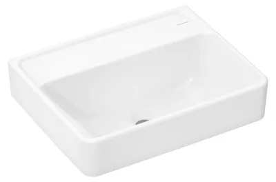 Zdjęcie produktu dla Hansgrohe umywalka ze spłuczką ręczną Xanuia Q 500x390 mm bez otworu na baterię i przelewu, biała SMC, 61145450