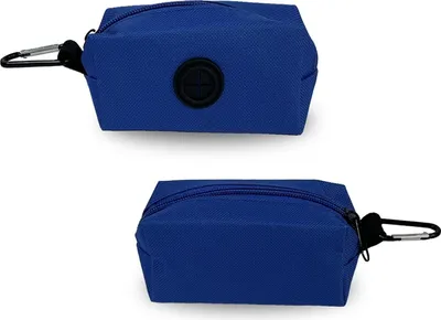 Productafbeelding van Hondenpoepzakhouder - Handvrije dispenser voor hondenpoepzakjes - Metalen clip - Geschikt voor alle hondenlijnen - 2 stuks - Blauw
