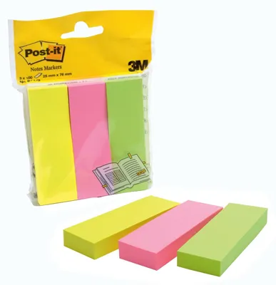 Produktbild von Post-it Seitenmarker 671-3 von 3M – Neon, 25x76 mm, 300 Blatt
