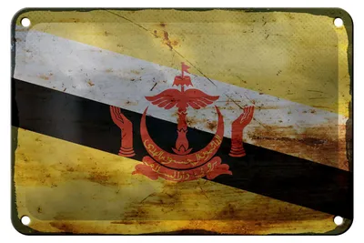 Produktbild von Blechschild Flagge Bruneis 18x12cm Flag of Brunei Rost