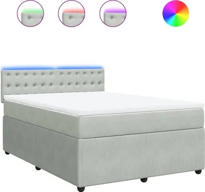 Produktbild von vidaXL Boxspringbett mit Matratze Hellgrau 160x200 cm Samt