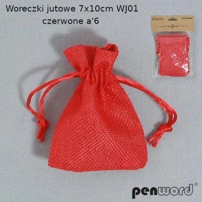 Zdjęcie produktu dla Woreczki jutowe czerwone 7x10cm 6szt