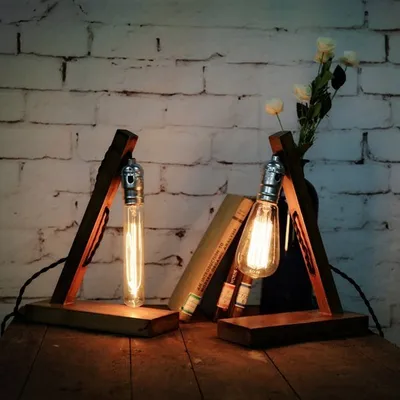 Image de Loft Retro Wood E27 Edison Lampe de table Café Home Bar Décoration