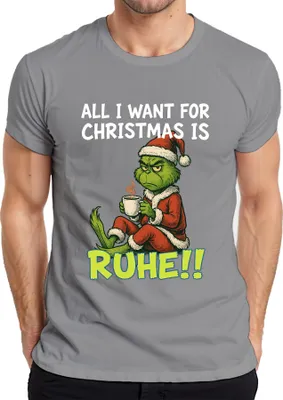 Obrázek produktu pro All I want for Christmas is calm christmas grinch sarcastic pánské tričko, šedé, L