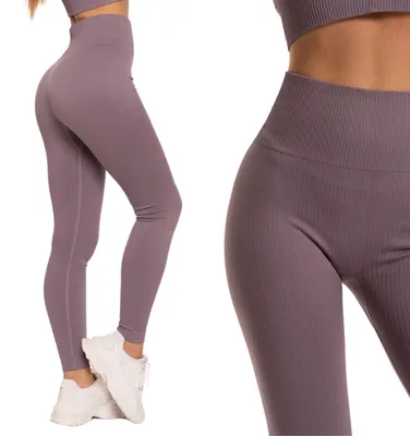 Produktbild von Damen-Sportleggings mit Rippstrick und hohem Bund, MORAJ VIOLET L/XL