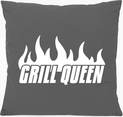 Produktbild von Huuraa Kissen Grill Queen Flammen 40x40cm mit Füllung Steel Grey Baumwolle Dekokissen Geschenkidee