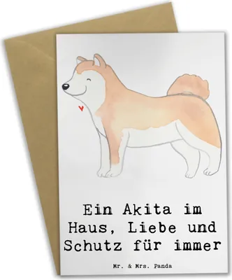 Produktbild von Mr. & Mrs. Panda jubiläumskarte Akita Inu Liebe - Weiß - Geschenk, Treue, Hunderassen, Charakter, Grußkarten, einladungskarten, weihnachtskarten, Grußkarte, Vielfalt