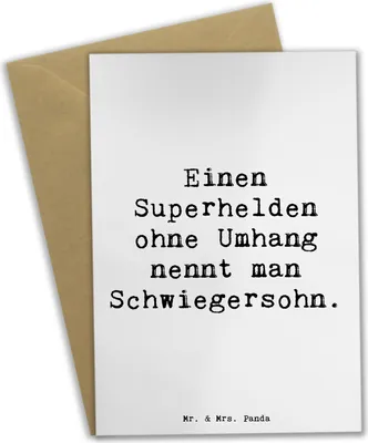 Produktbild von Mr. & Mrs. Panda Beileidskarte Spruch Held Schwiegersohn - Weiß - Geschenk, Dankeschön, Familienmitglieder, Humor, Familie, weihnachtskarten, einzigartige Designs