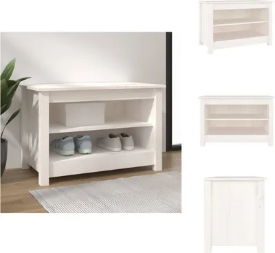 Obrázek produktu pro vidaXL Lavice na boty bílá 70x38x45,5 cm z masivního borovicového dřeva - Botníky a skříňky